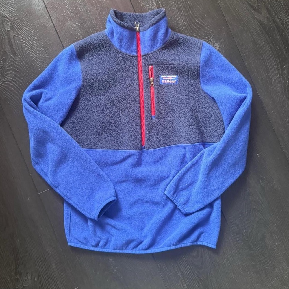 L.L. Bean Blue and Red Fleece Sweatshirt